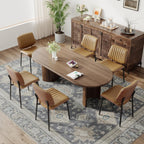 MALOL Leather Dining Chairs Set of 6, Modern Upholstered Dining Room Kitchen Chairs with Metal Legs and Wooden Back Support for Home Dining Room/Restaurant, Light Brown