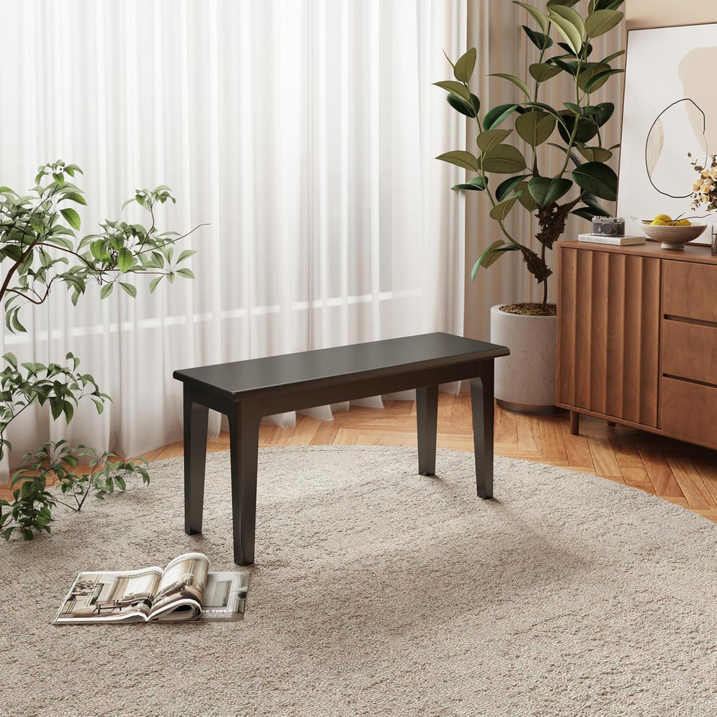 Wilk Wooden Entryway Bench, 39’’ Indoor End of Bed Bench, 100% Solid Oak Wood (Black)