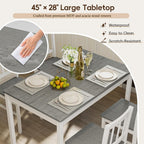 5-Piece Dining Table Set for 4, Solid Wood Farmhouse Rectangular Kitchen Table Set with 4 Chairs, Space-Saving Wooden Dinette Set for Small Space, Dining Room, Breakfast Nook, Grey & White