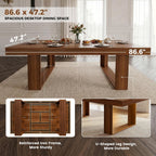 Miereirl 9-Piece Modern Farmhouse Dining Table Set, 86.6" x 47.2" Sturdy Stable Dining Table with 8 Chairs, Rectangular Kitchen Table Set for 8,(Walnut Table+8 Beige Chairs)