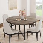 47 Inch Round Dining Table for 4-6 People, Modern Kitchen Table with Wood Metal Industrial Design, Circle Diner Table for Small Space Home Kitchen-Rustic Grey