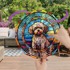 Poodle Dog Wind Spinners Outdoor Dog Memorial Gifts, 3D Metal Kinetic Hanging Garden Wind Spinner, Spinner Decor, Wind Sculptures for Outdoor & Indoor, Window, Yard Decor (Poodle 1)