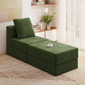 Living&Giving Cloud Sectional Couch for Living Room, Modular Couch with 1 Ottoman, Middle-seat Can Be Combined with Modular Sofa, Customizable Layout for Any Space, Green