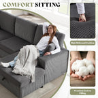 130" Sectional Couches for Living Room, Modular Sectional Sofa, Grey | Sofa Converts to Sleeper, Throw Pillows
