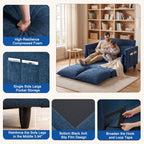49" Loveseat Sofa Bed, 2 in 1 Convertible Small Sofa Pull Out Couch Bed Chenille Deep 2 Seat Sleeper Twin XL Futon Mattress for Small Spaces Living Room Bedroom Apartment Office, Blue