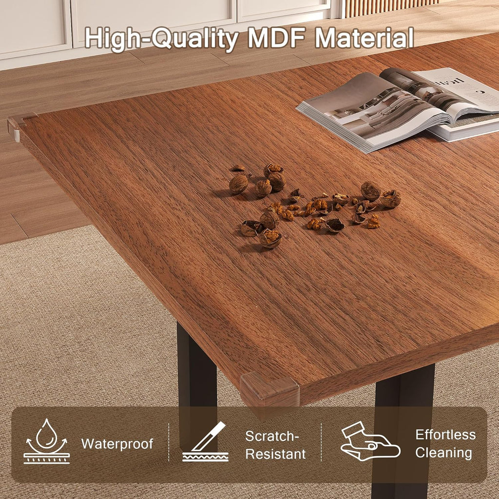 Einhomn Extendable Dining Table for 4-6, 63" Modern Kitchen Table, Farmhouse Dining Room Tables for Dining, Kitchen, Office, Living Room, Rectangular Wooden Tables, Space Saving (Walnut)