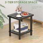 Outdoor Side Table with 2-Tier, Bamboo Small Patio Adirondack Tables | Black,Easy Assembly,Easy Maintenance,Weather Resistant,For Indoor/Outdoor/Patio/Pool/Porch