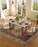 71" Sintered Stone Dining Table with Solid Wood Legs, Mid Century Modern Dining Room Table for 6,Heat-Resistant Rectangle Kitchen Table