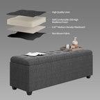 38-inch Dark Grey Fabric Storage Ottoman Bench with Hinged Lid - Long End of Bed Bench for Bedroom, Living Room & Entryway, Footrest Seat Trunk