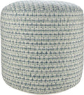 LR Home Interwoven Coastal Delight Indoor Outdoor Pouf, Blue/Green/White, 20" x 20" x 20"