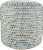 LR Home Interwoven Coastal Delight Indoor Outdoor Pouf, Blue/Green/White, 20" x 20" x 20"