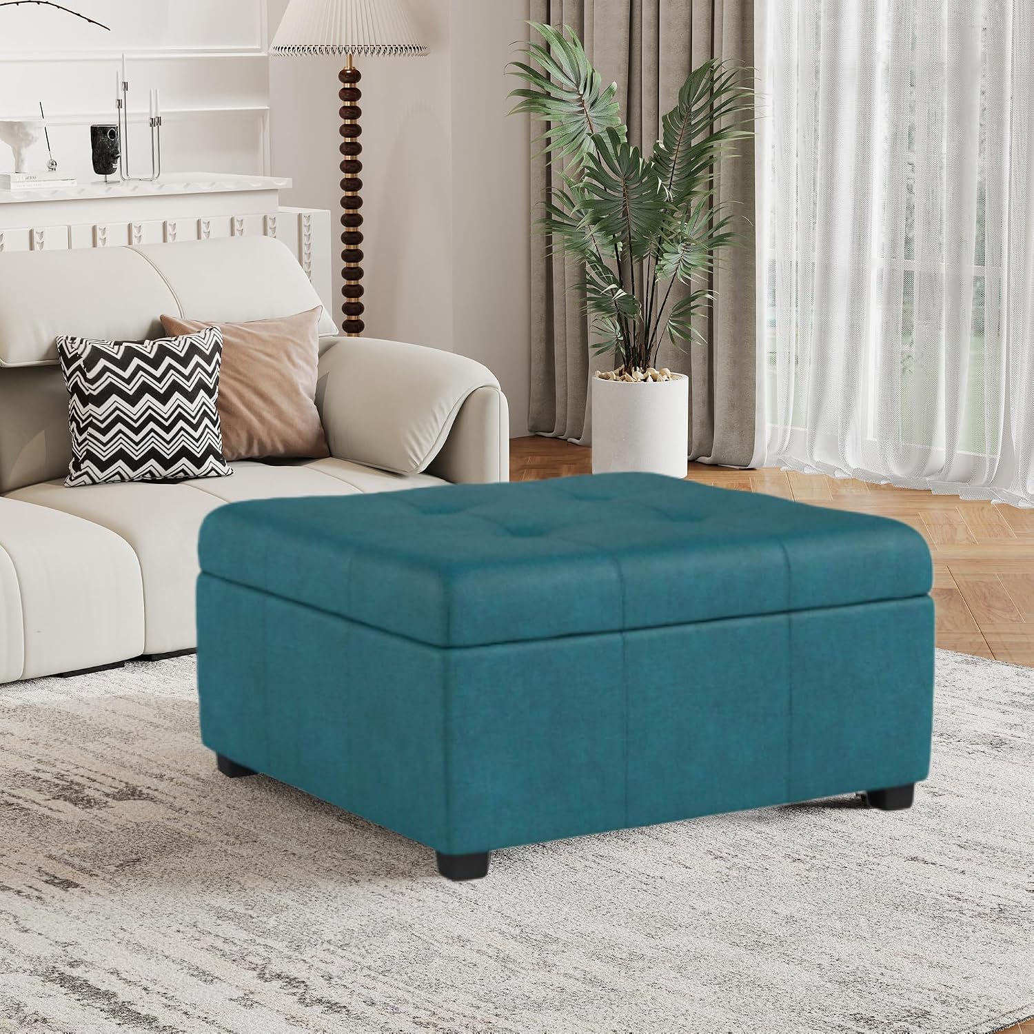 32 inch Large Square Storage Footstool Coffee Table with Lifting Platform, Ample Space - Perfect for Living Room Storage