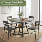 knoworld 51" Round Dining Table for 4-6, Kitchen Table with Storage Shelf, Heavy Duty Circle Pedestal Table for Small Spaces, Farmhouse Wood Dinner Table,Grey