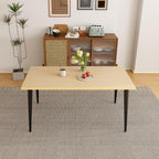 Dining Table, Wooden Tabletop & Rust-Resistant Iron Legs, Rectangular Kitchen Table for 6-8 People, Rustic Industrial Design for Dining Room, Patio