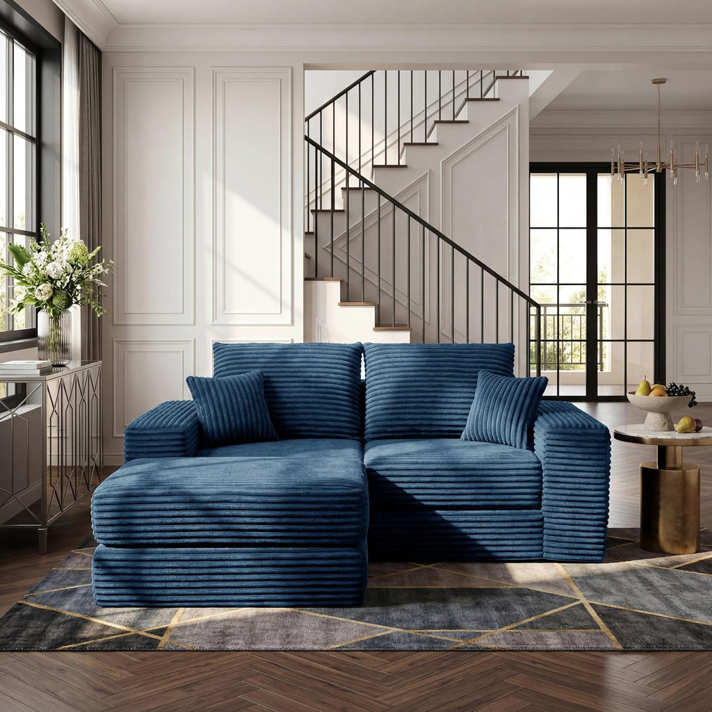Cloud Modular Sectional Sofa, Comfy Couch with Non Slip Base, Modern L-Shaped Couch with Chaise, Customizable Sleeper Sofa for Living Spaces, No Assembly & Deep Seat(Blue)