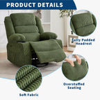 Garvee Rocking Recliner Chair for Adults Wide 360° Swivel Rocker Recliner