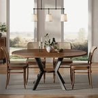 42"-58" Extendable Round Dining Table for 4-6, Kitchen Oval Table with Hidden Leaves & Storage Shelf, Space Saving Modern Design with Sturdy Metal Legs for Kitchen, Dining Room & Small Apartments