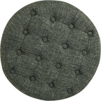 HomePop 19" Button Tufted Round Storage Ottoman - Green Clover Fabric