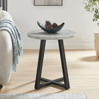 Polay Coffee Table Set 3-Piece Oval Wood with 2 Round End Tables | Modern 3-piece set with durable MDF tops and solid rubberwood legs. Oval coffee table plus two round end tables for a co