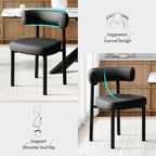 Dining Chairs Set of 4, Mid-Century Dining Room Chair, Carbon Steel Legs, Upholstered Seat, Textured Leather, Ergonomic Curved Backrest, Modern for Kitchen, Restaurant (Black-4)