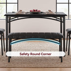 Dining Table Set for 4, Small Dining Table Set with Upholstered Bench and 2 Chairs, Kitchen Table and Chairs for 4, for Small Space, Apartment, Dinner, Rustic Black