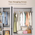 iPormis 4 Doors Armoire Wardrobe Closet with 2 Drawers, 63" Large Wardrobe Cabinet with Removable Hanging Rods and Adjustable Shelves, Closet Storage Cabinet for Bedroom, Cloak Room, White