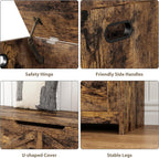 GAOMON 47.3" Storage Chest, Storage Bench with Safety Hinge | Farmhouse Style Wooden Trunk for Entryway, Bedroom, Living Room, Retro
