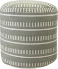LR Home Dash and Stripe Geometric Indoor Outdoor Pouf, Green/White, 20" x 20" x 20"