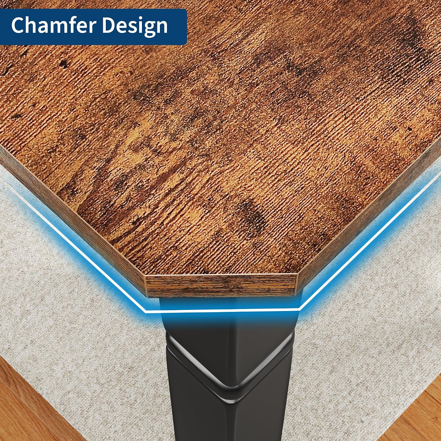 Garvee Large Dining Table for 6-8 People, 71" Wooden Kitchen Table with Sturdy Metal Frame, Dining Room Table for Dining Room, Kitchen, Black Leg & Retro