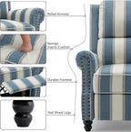 Recliner Chair, Modern Pushback Armchair with Adjustable Backrest & Footrest for Bedroom, Living Room, Navy Blue Stripe,Set of 1