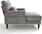 KEIKI Chaise Lounge Chair Indoor, Modern Leisure Sleeper Sofa Chair w/Double Deep Cushion, Accent Upholstered Reading Side Armchair, Recliner Arm Chairs for Living Room & Bedroom, Easy Assembly, Gray