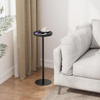 TUTOTAK Tall Round Side Table, Small End Table, Beside Table, Drink Table, Pedestal Side Table, livingroom, Black TB01BK065