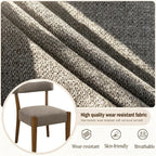 RNKSFX Upholstered Dining Chairs Set of 6, Walnut Wooden Kitchen & Dining Room Chairs, Mid Century Modern Fabric Farmhouse Dining Chairs Oversized Sturdy Rounded Chairs Curved Back, Tan Brown