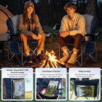 Oversized Camping Chair Heavy Duty- Portable Folding Chair, Cup Holder & Waterproof Phone Case for Adults, Beach, Hiking, Backyard (Blue & Gray, 2 PCS)
