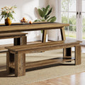 Tribesigns 63" Dining Bench for 2-3, Farmhouse Wooden Dining Room Bench with Storage Shelf for Kitchen & Dining Room