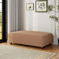 Christopher Knight Home Rika 48" Comfy Boucle Upholstered Bedroom Bench, Ottoman Bench with Rounded Wooden Legs, Spacious Seating, Long Footstool for Living Room, Entryway Bench, Tan Brown