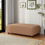 Christopher Knight Home Rika 48" Comfy Boucle Upholstered Bedroom Bench, Ottoman Bench with Rounded Wooden Legs, Spacious Seating, Long Footstool for Living Room, Entryway Bench, Tan Brown