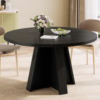 iPormis 47 Inches Round Dining Table for 4-6 People, Modern Wooden Kitchen Table for Dining Room, Farmhouse Circle Dinner Tables Furniture for Kitchen Living Room, Black