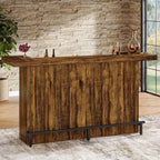 Tribesigns 4-Tier Bar Table, 70.9-Inch Large Home Bar Unit, Brown | with Storage Shelves, Wine Glass Holder and Footrest; for Kitchen, Indoor