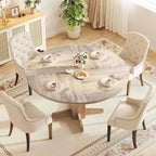 Round Dining Table for 4-6 People,Circle Dining Table, 47 Inch Farmhouse Kitchen Table with Sturdy Pedestal Base,Finish Circle Table for Dining Room, Living Room, Apartment