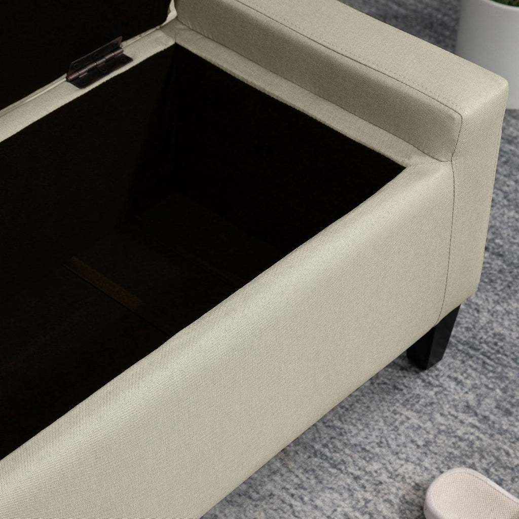 Elegant Linen Tufted Storage Ottoman Bench Lift Top Beige Contemporary Design Premium Upholstery Sturdy Construction Versatile Storage Solution
