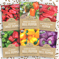 Organic Sweet Pepper Seeds Variety Pack - 6 Individual Packs - 2025 Season - Red, Orange, Yellow, Green and More! for Indoor & Outdoor Planting (Non-GMO, Certified Organic)