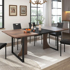 70IN Large Dining Table for 4 5 6 People,Farmhouse Kitchen Dinner Table W/Brown Wood Waterpoof Tabletop,Rectangular Family 6FT Dining Tables w/Adjustable Leg for Office Home Living Dining Room