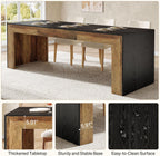 Tribesigns Extra Long Dining Table for 6-8 People, 78.7-Inch Rectangular Kitchen Table with Wooden Tabletop and Legs for Kitchen, Dining Room, Living Room, Heavy Duty, Black+Brown | Wooden Kitchen Table for Dining Room, Living Room, Heavy Duty, Large