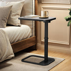 Kitstorack TV Tray Table, Adjustable Height & Rounded Metal Corners, Snack Table for Couch, Sofa, Bed, Chair, Living Room, C Shaped End Side Table for Eating, Dinner or Laptop, Small Spaces, Dark Gray