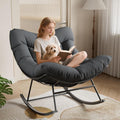 Garvee Outdoor Papasan Rocking Chair, Oversized Rocking Chair with Sturdy Metal Frame, Patio Egg Rocker for Balcony Backyard Porch Bedroom (Grey)