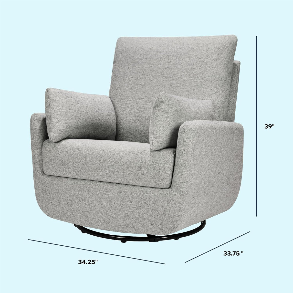 Davinci Juno Swivel Glider, GREENGUARD Gold Certified, Frost Grey | FSC & CertiPUR-US Certified Glider w/ 360° Swivel & Metal Base - Spacious Seating for Extra Comfort - Fully Assembled