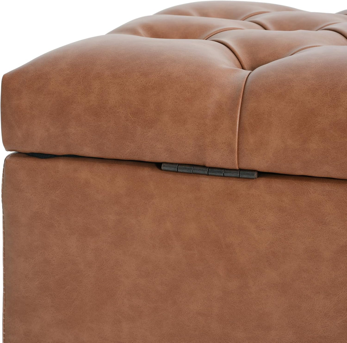 Christopher Knight Home Ottilie PU Leather Storage Ottoman Bench, Wooden Rectangular Ottoman with Storage, Bedroom End of Bed Foot Stool, Entryway Ottoman Footrest, Living Room Extra Seat, Brown