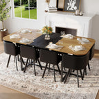 Dining Table Set for 8, 79" Large Dining Room Table Set for 8, Modern Farmhouse Kitchen Table Set for 8, Space Saving Wood Rectangular Dining Room Table with 8 Chairs for Home Gatherings