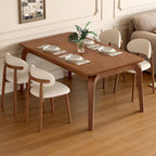 47'' Solid Wood Dining Table for 4 People, Modern Dining Table with Curved Transitions, Farmhouse Kitchen Table for Dining Room, Living Room, Kitchen (Walnut, Table only, Rubberwood)